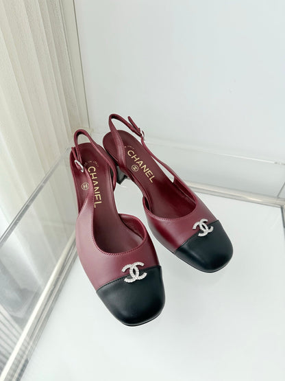 Chanel 26 High Heels Burgundy Black 50 in Lambskin 597331