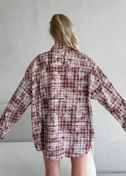 Oversized Plaid Shirt Soft Breathable Fabric