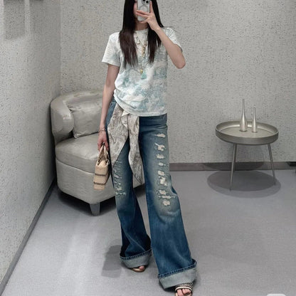 DIOR 25S RIPPED WIDE-LEG PANTS 705