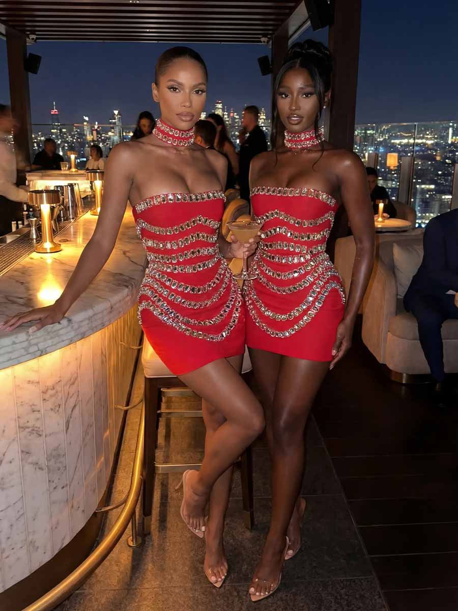 Anaya Rhinestone Bandage Mini Dress