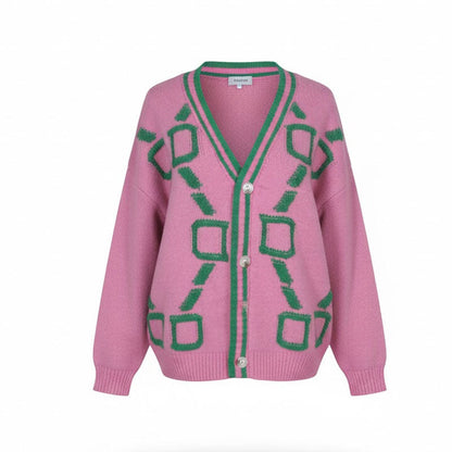 Casual V-Neck Long Sleeve Loose Knit Cardigan