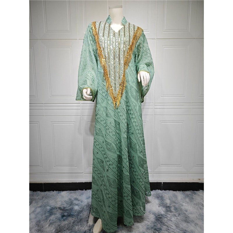 Muslim Evening Embroidered Sequin Abaya