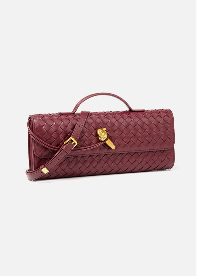 Woven Leather Crossbody Bag with Top Handle