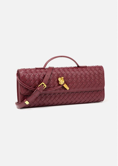 Woven Leather Crossbody Bag with Top Handle