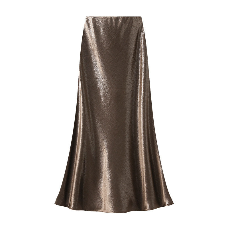 Long Satin Mermaid Pencil Skirt