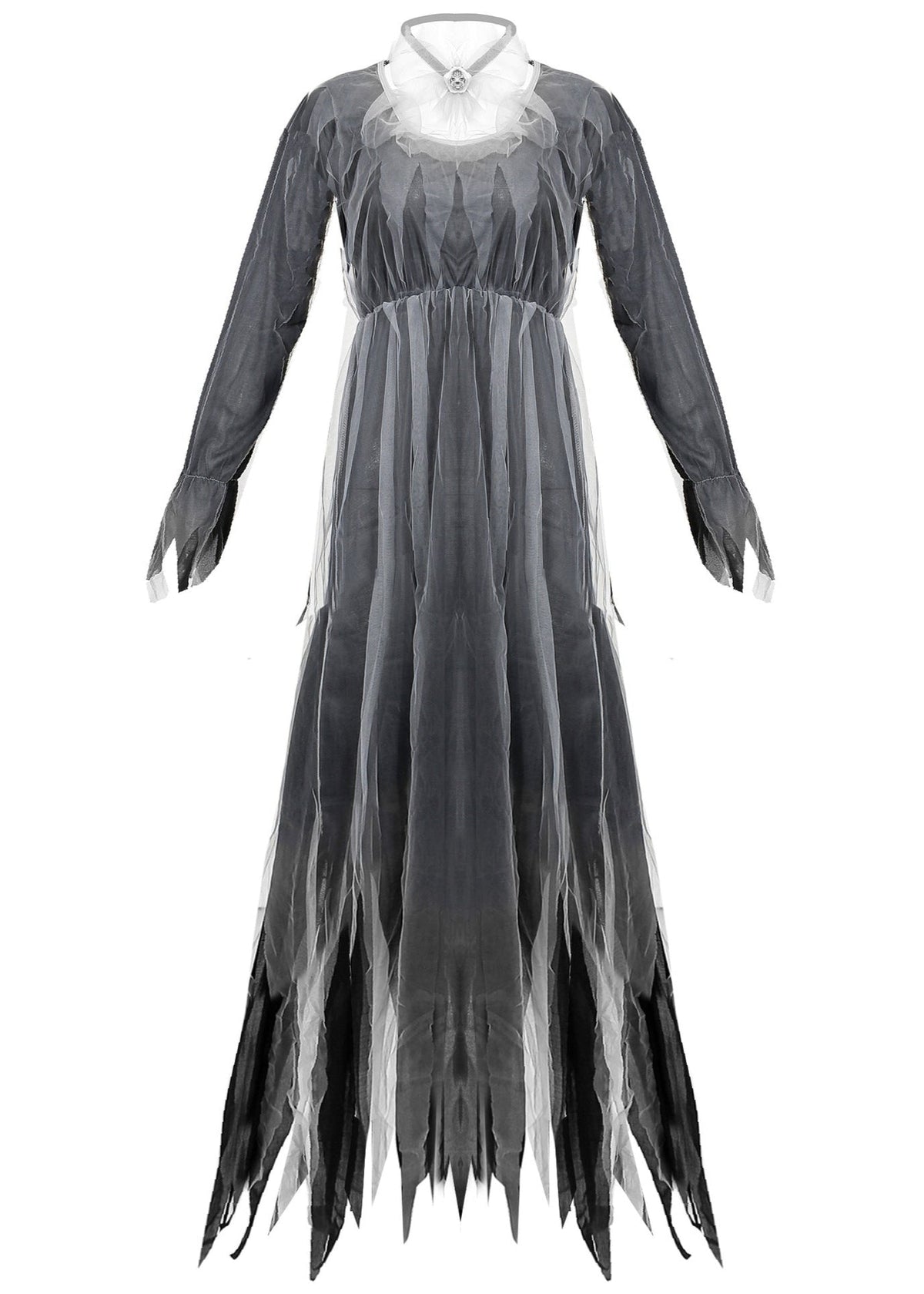 Haunted Wedding Dress Gray Sheer Fabric