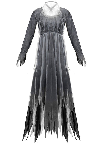 Haunted Wedding Dress Gray Sheer Fabric