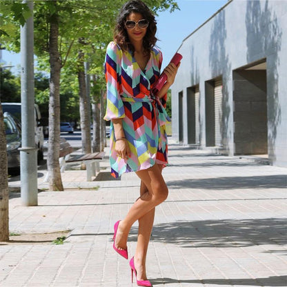 Women'S Holiday Loose Print Dress