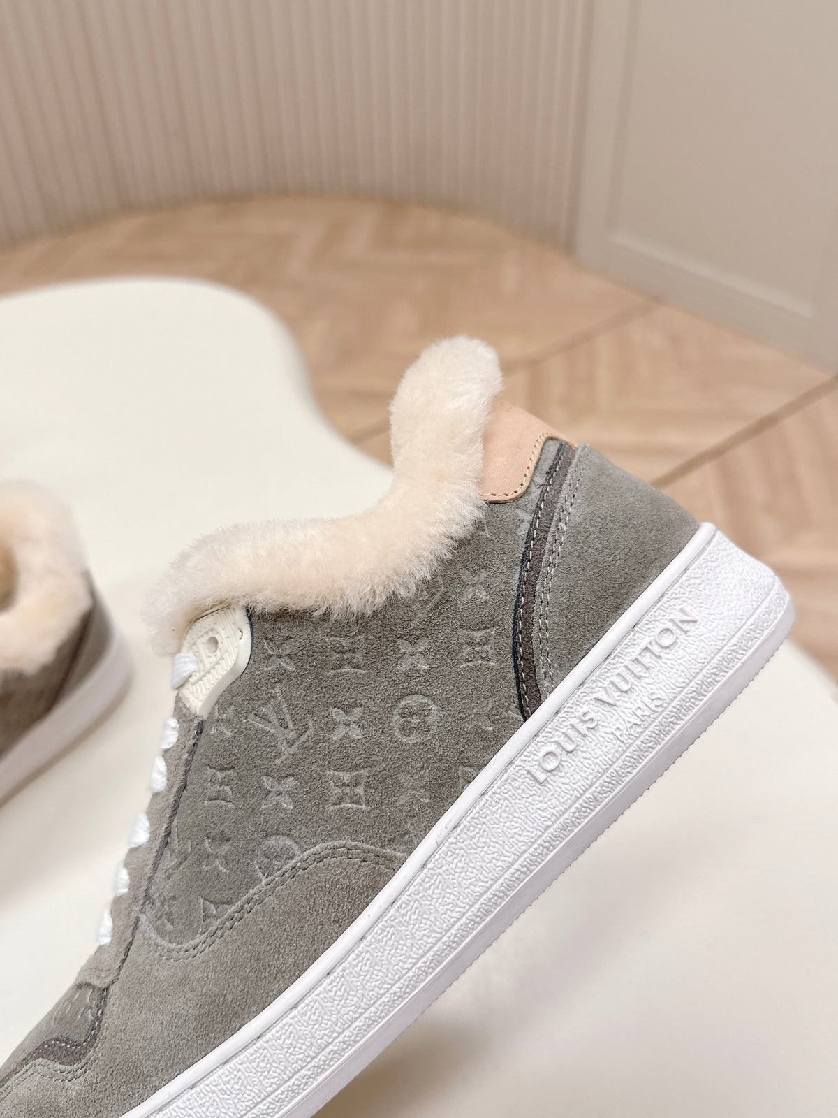 LV Stadium Sneaker Grey Suede Wool 595430