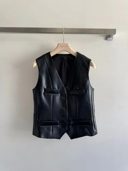 MIUMIU LEATHER VEST STYLE 728