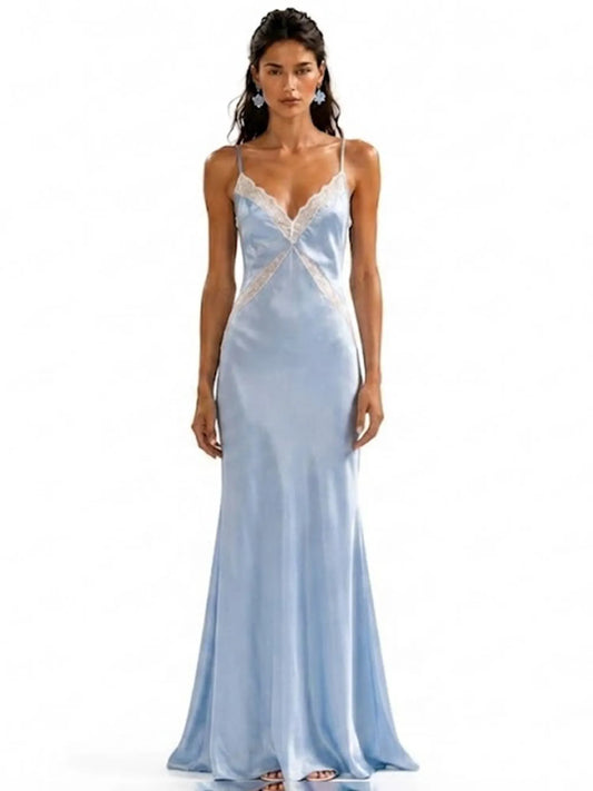 Aurora Lace-Panelled Satin Maxi Dress