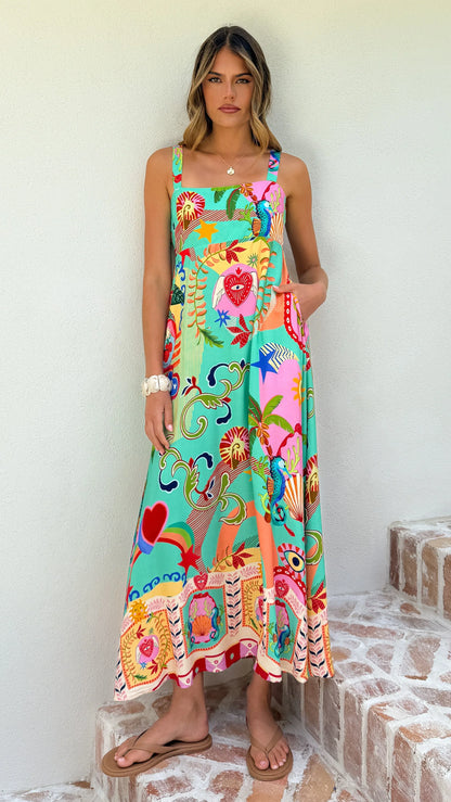 Trish Maxi Dress - Carnival Print