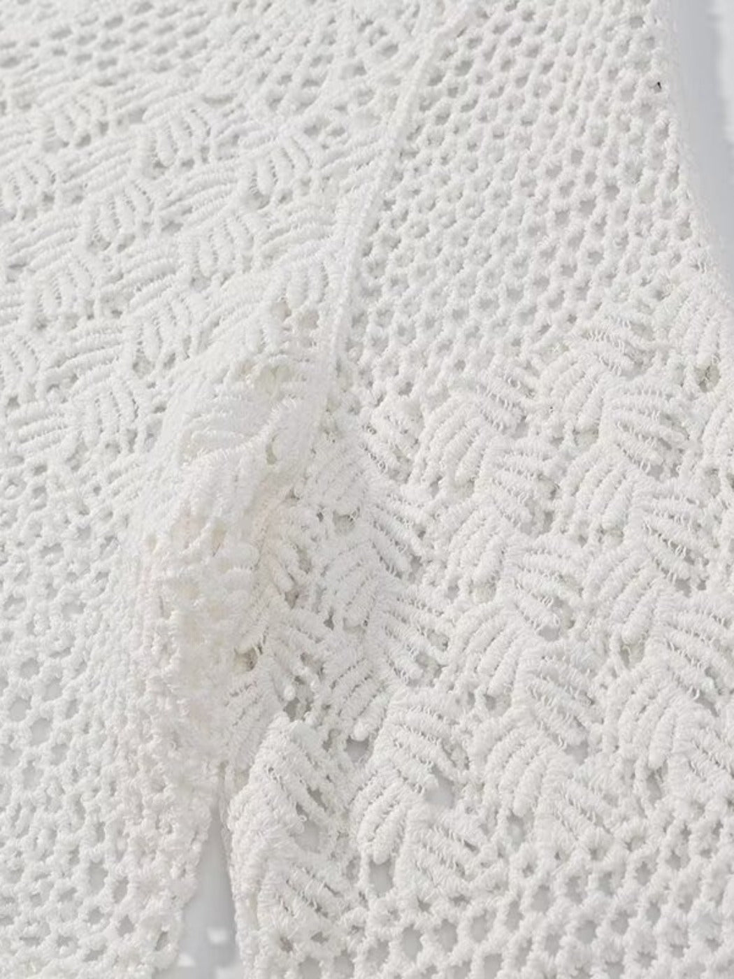 Crosa - Hollow Knitted Round Neck Long-sleeved Top