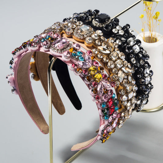 Creative Baroque Vintage Headband with Colorful Rhinestones for Women