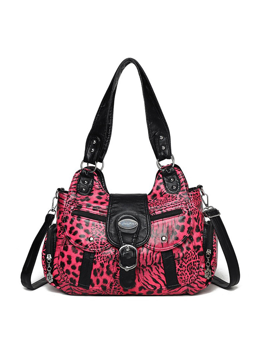 Layla Leopard-Print Studded Handbag
