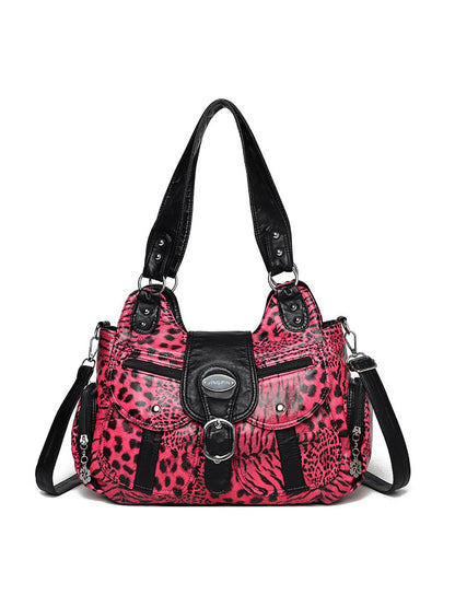 Layla Leopard-Print Studded Handbag