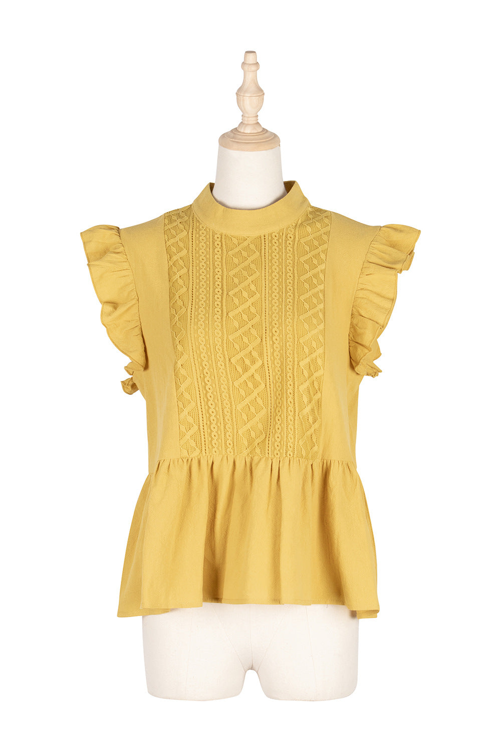 Summer Loose Slim Joker Lotus Leaf Sleeve Western Style Shirt Women'S Sleeveless Top