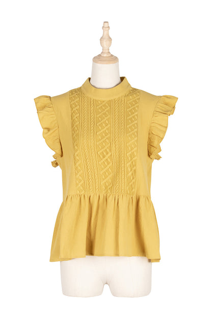 Summer Loose Slim Joker Lotus Leaf Sleeve Western Style Shirt Women'S Sleeveless Top