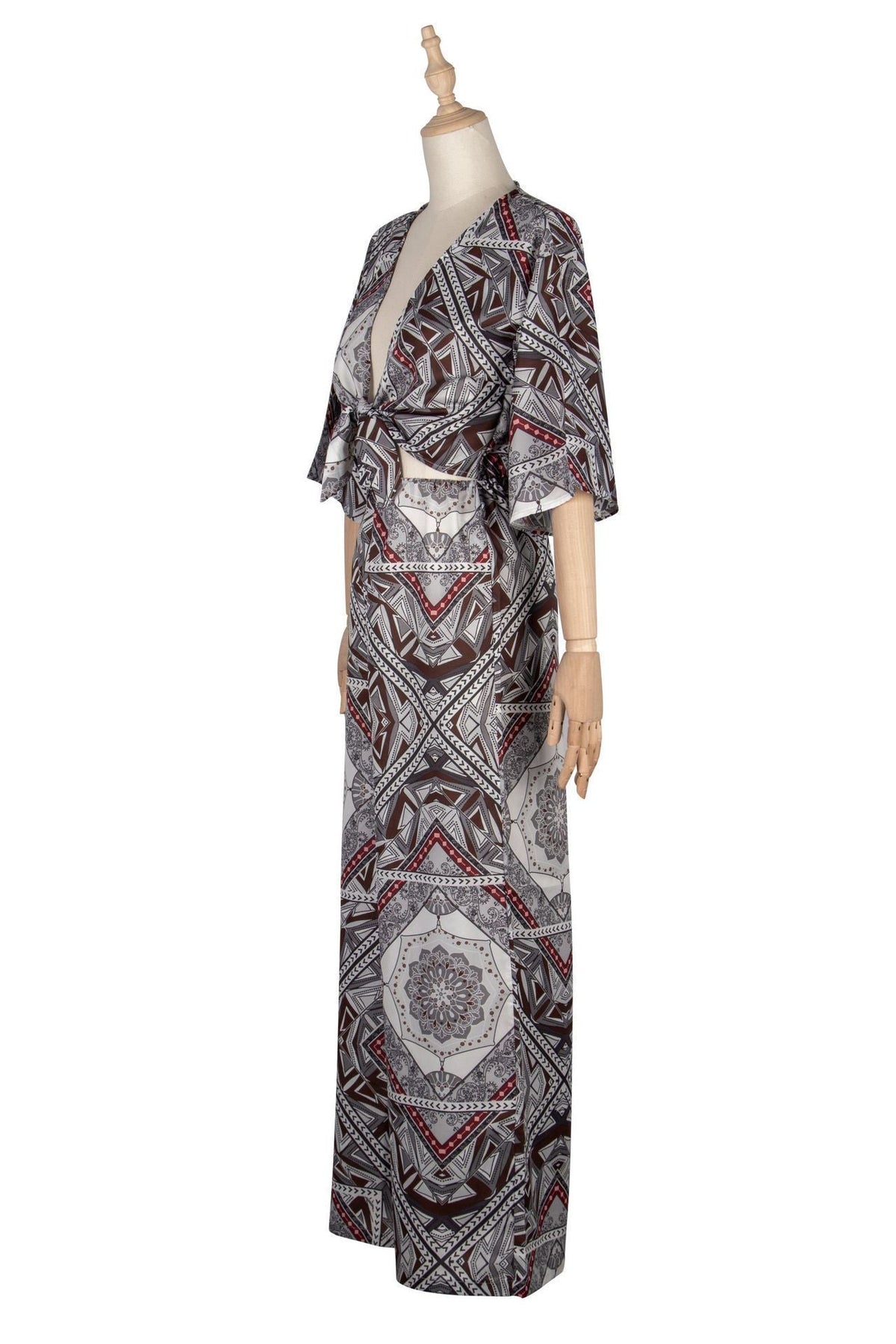 Vintage Summer Crushed Floral Bowsc Jumpsuit