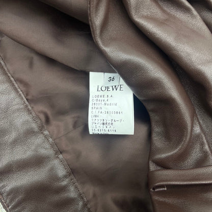Loewe Wide-Leg Trousers Brown Nappa Leather 348562