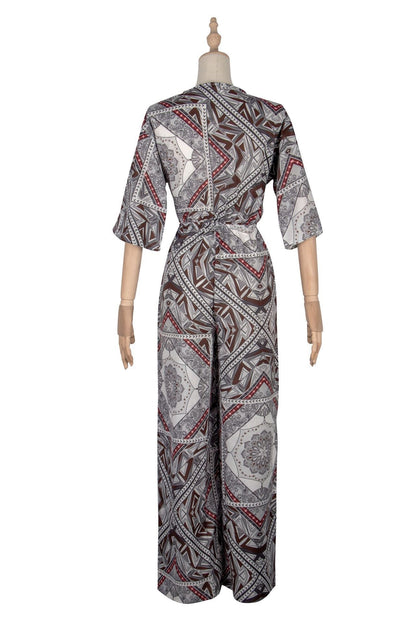 Vintage Summer Crushed Floral Bowsc Jumpsuit