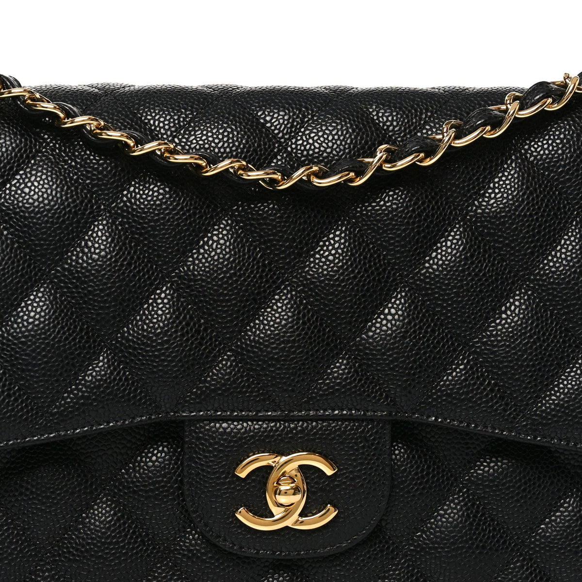 Caviar Quilted Jumbo Double Flap Black