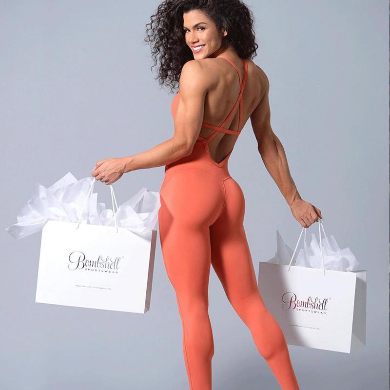 Hollow Open Back Buttocks All-In-One Leggings Yoga Suit