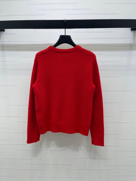 CHANEL 26 LOGO KNIT RED SWEATER 335405