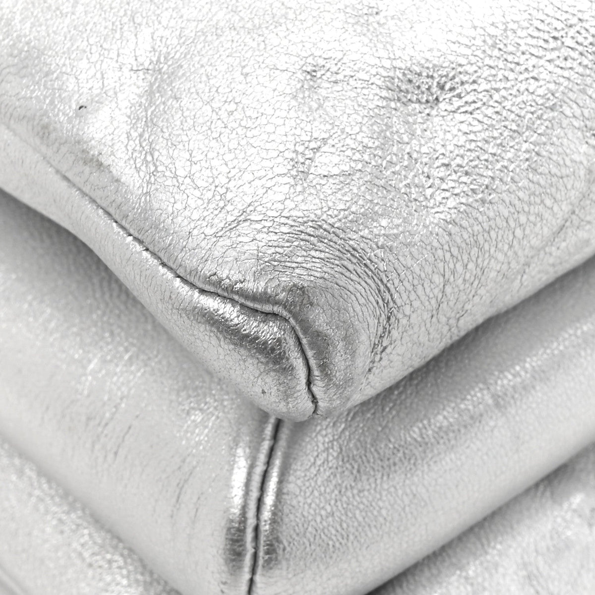 Metallic Lambskin Embossed Monogram Coussin PM Silver