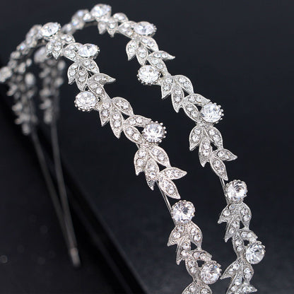 European Style Rhinestone Double Row Bridal Crown Headband