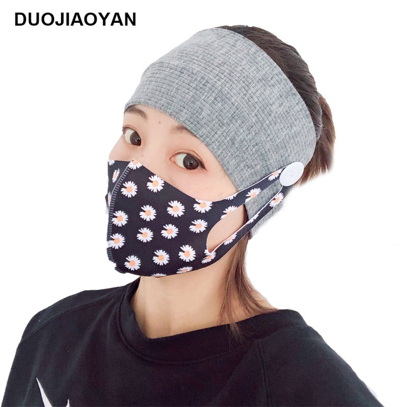 Sports Yoga Fitness Buns With Button Mask Anti-Restraint Headband Solid Color Parent-Child Couple Dress