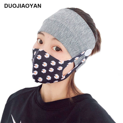 Sports Yoga Fitness Buns With Button Mask Anti-Restraint Headband Solid Color Parent-Child Couple Dress