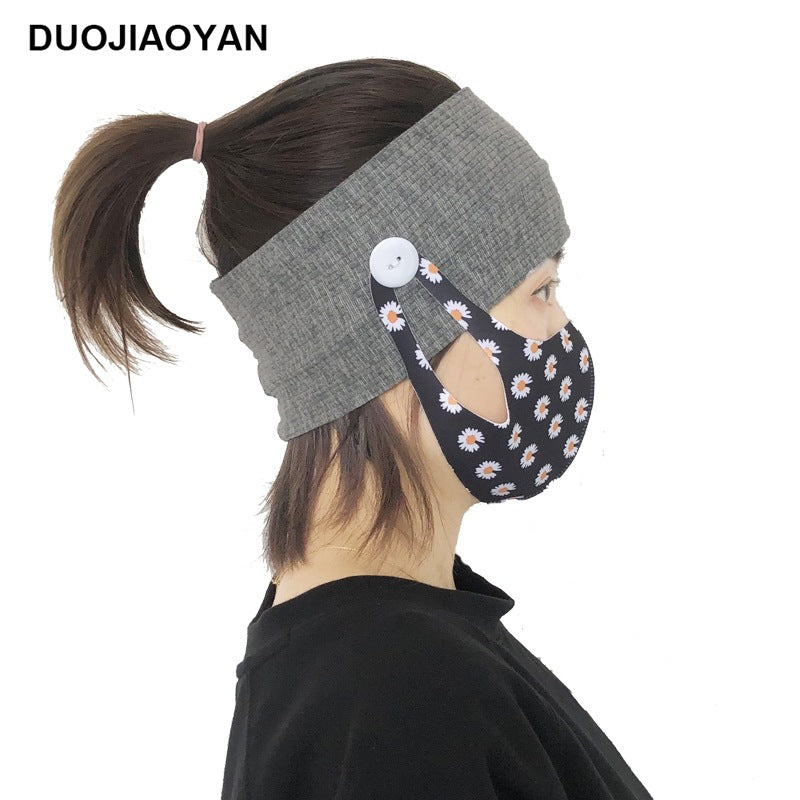 Sports Yoga Fitness Buns With Button Mask Anti-Restraint Headband Solid Color Parent-Child Couple Dress