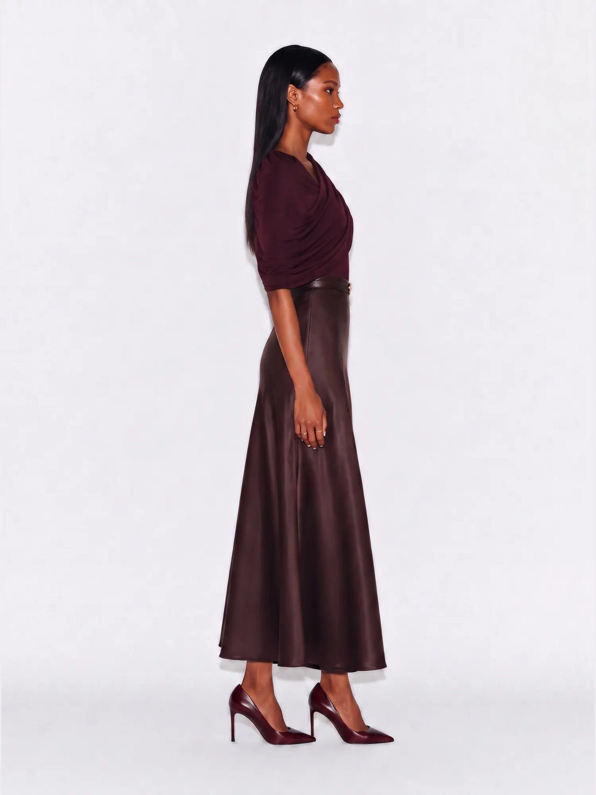 Azalea Leather-Panelled Maxi Dress