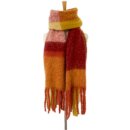 Soft Plaid Striped Tassel Warm Winter Scarf
