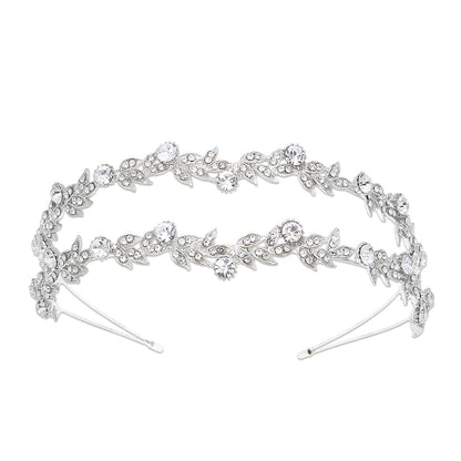 European Style Rhinestone Double Row Bridal Crown Headband