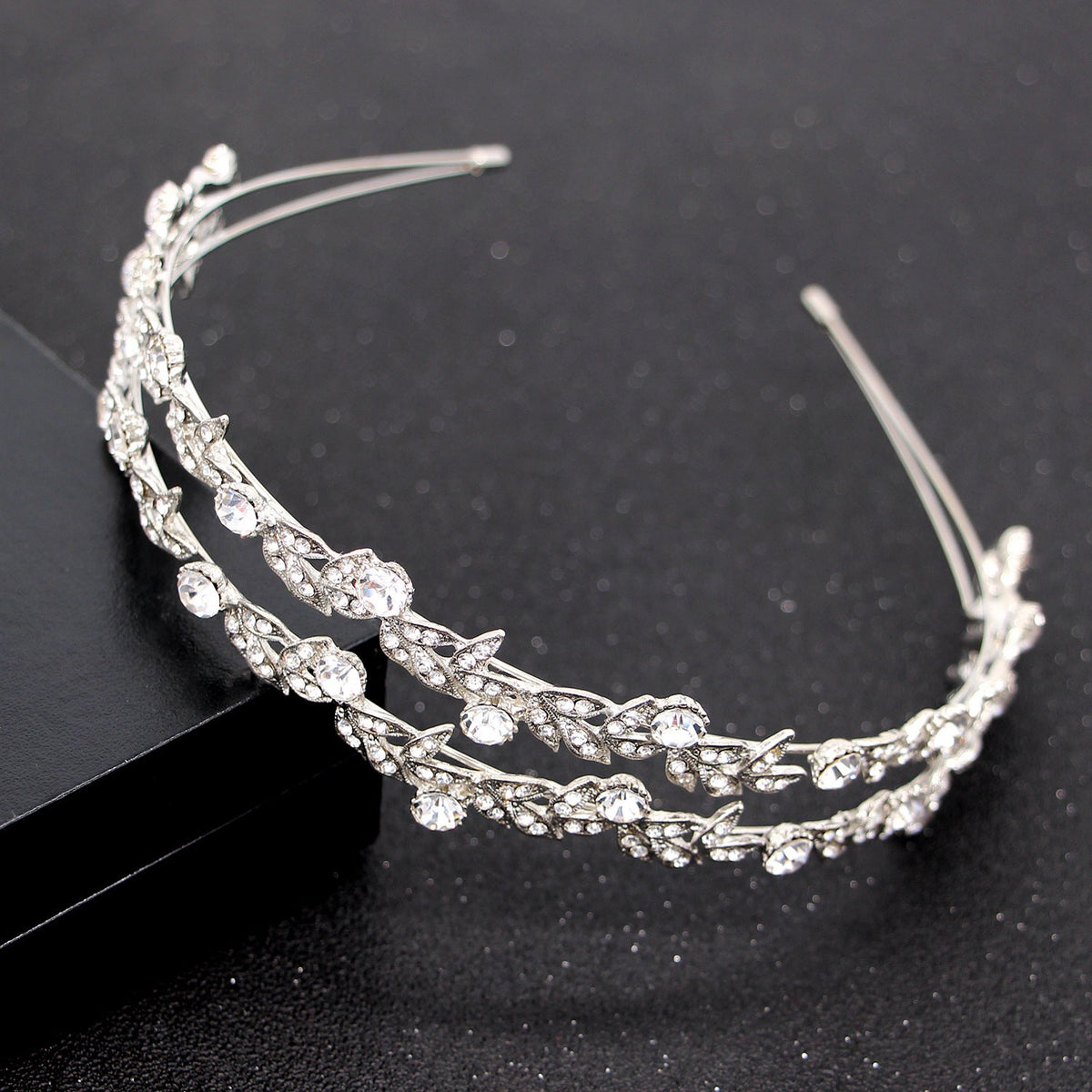 European Style Rhinestone Double Row Bridal Crown Headband