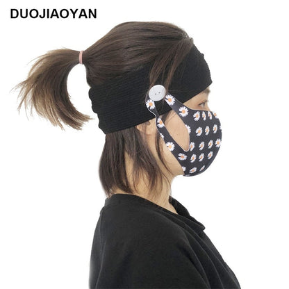 Sports Yoga Fitness Buns With Button Mask Anti-Restraint Headband Solid Color Parent-Child Couple Dress
