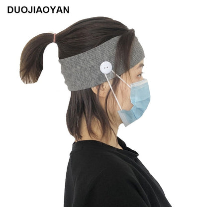 Sports Yoga Fitness Buns With Button Mask Anti-Restraint Headband Solid Color Parent-Child Couple Dress