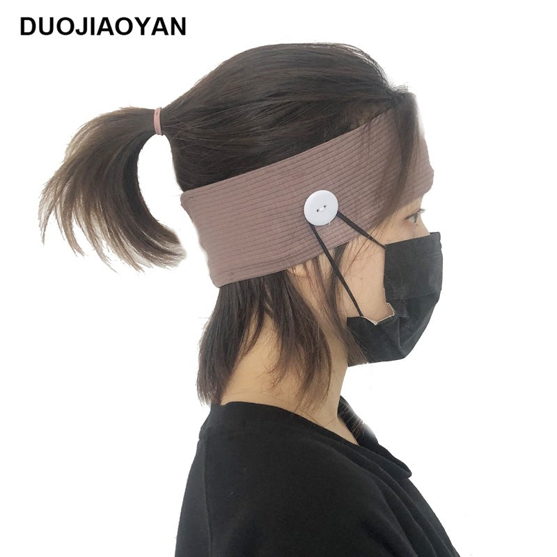 Sports Yoga Fitness Buns With Button Mask Anti-Restraint Headband Solid Color Parent-Child Couple Dress