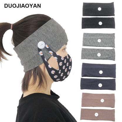 Sports Yoga Fitness Buns With Button Mask Anti-Restraint Headband Solid Color Parent-Child Couple Dress