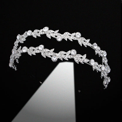 European Style Rhinestone Double Row Bridal Crown Headband