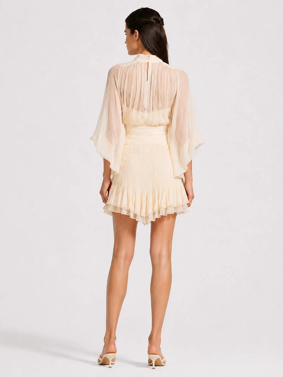 Carmen Ruched Sheer Mesh Mini Dress