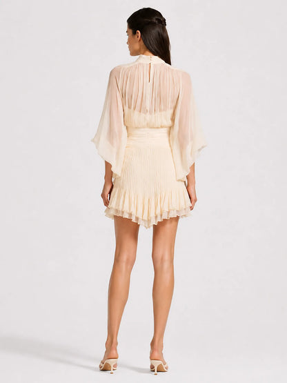 Carmen Ruched Sheer Mesh Mini Dress