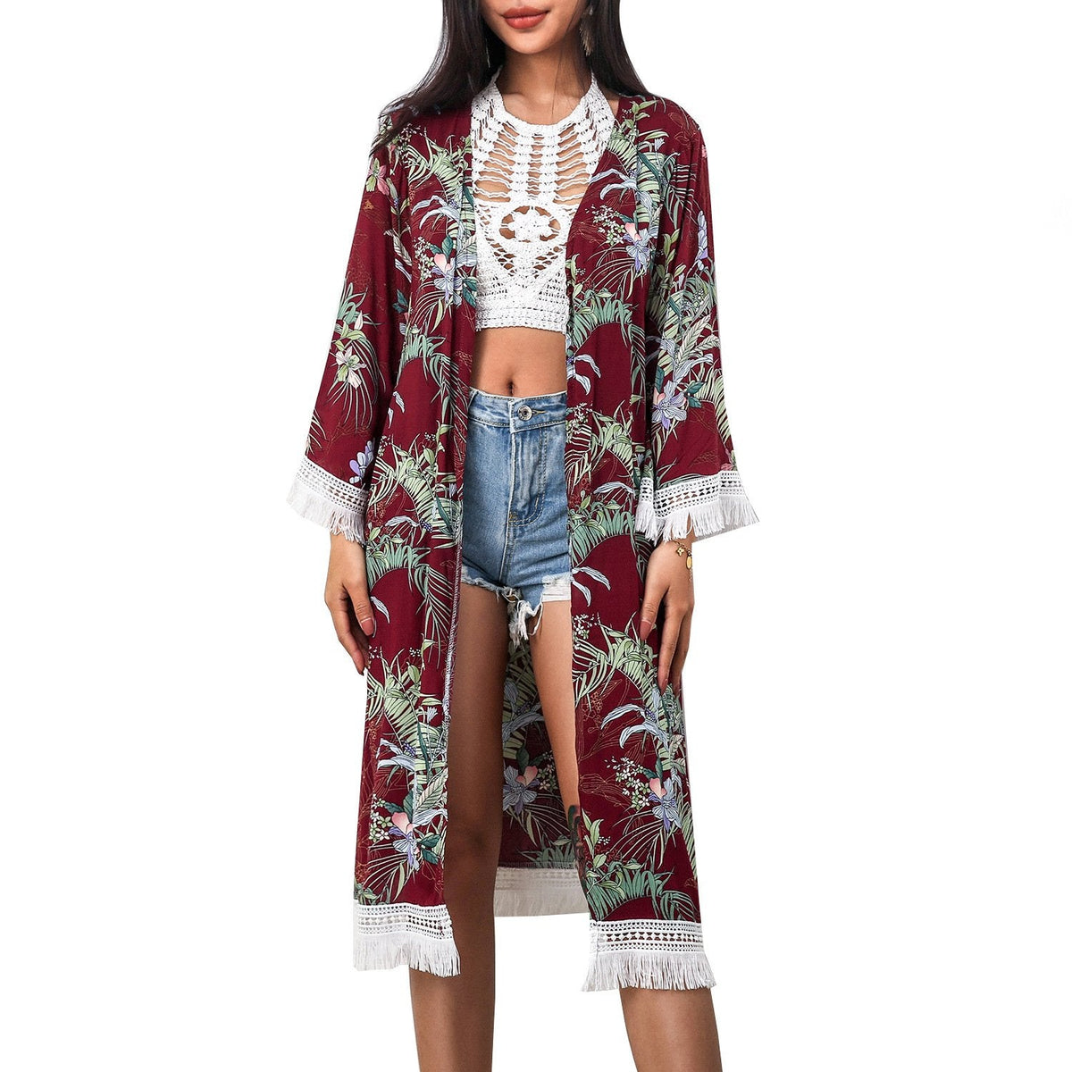 Women'S Summer New Beachwear Bikini Hoodies Long Sushi Cotton Sunscreen Women