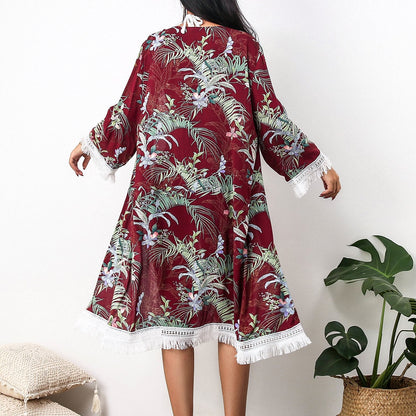 Women'S Summer New Beachwear Bikini Hoodies Long Sushi Cotton Sunscreen Women