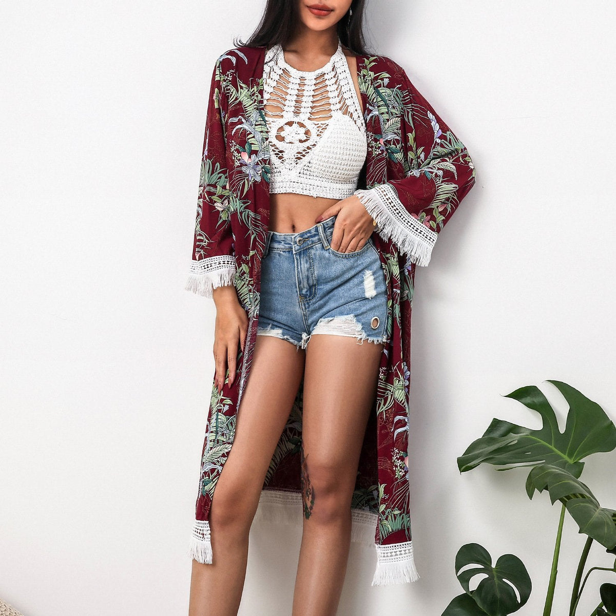Women'S Summer New Beachwear Bikini Hoodies Long Sushi Cotton Sunscreen Women