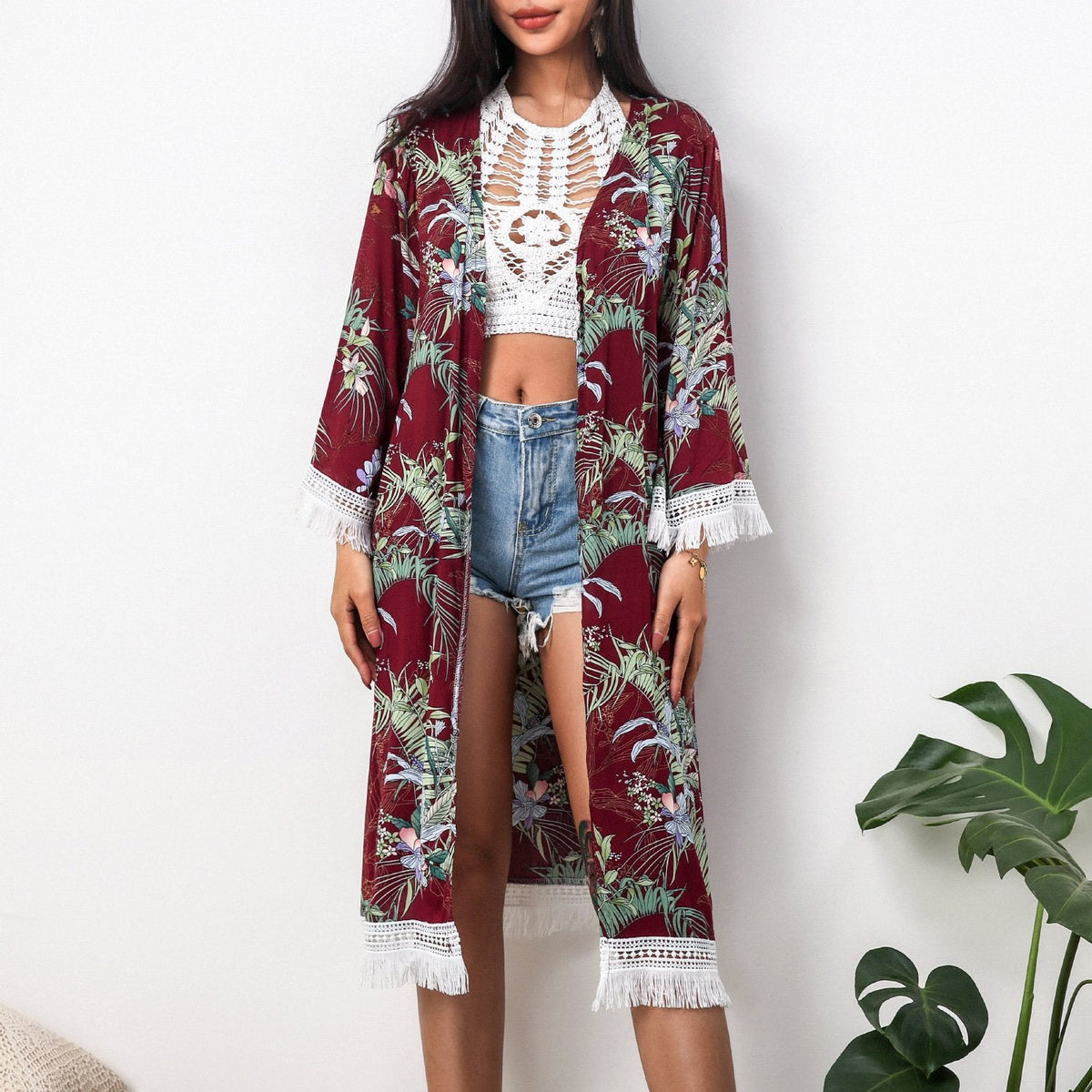 Women'S Summer New Beachwear Bikini Hoodies Long Sushi Cotton Sunscreen Women