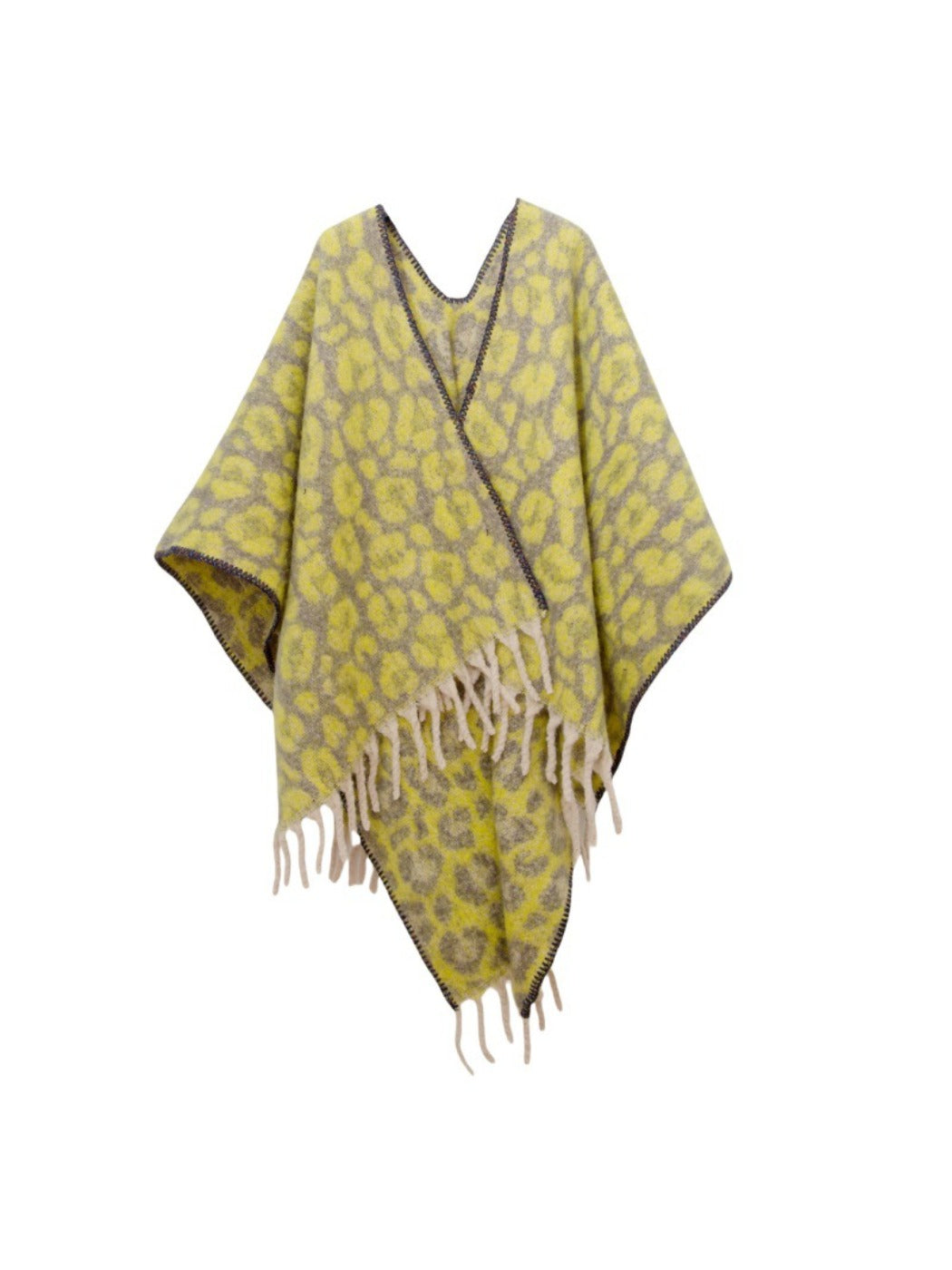 Scarvii - Thick Leopard Printed Wrap Shawl with Tassels