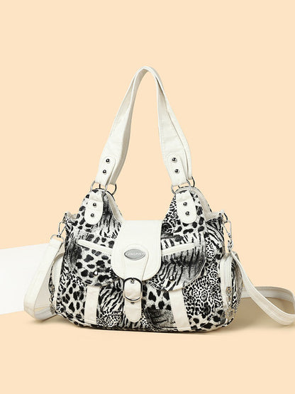 Layla Leopard-Print Studded Handbag